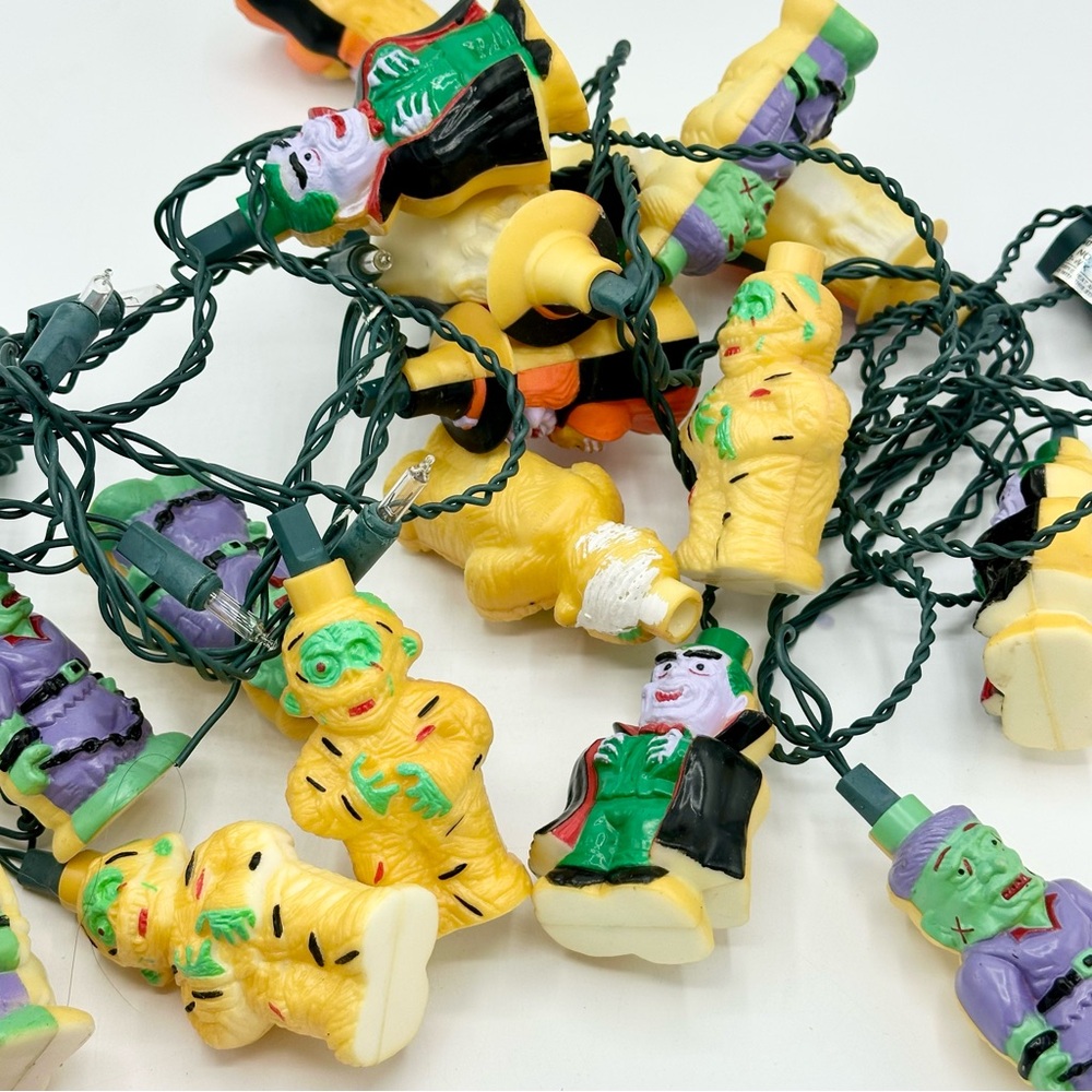 Vintage Halloween Blow Mold Character String Lights